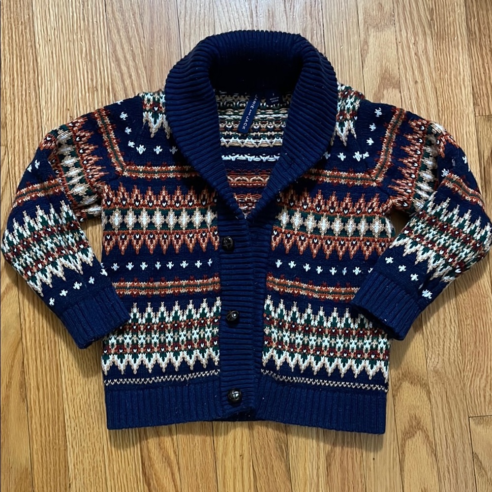Janie and Jack Navy Patterned Cardigan